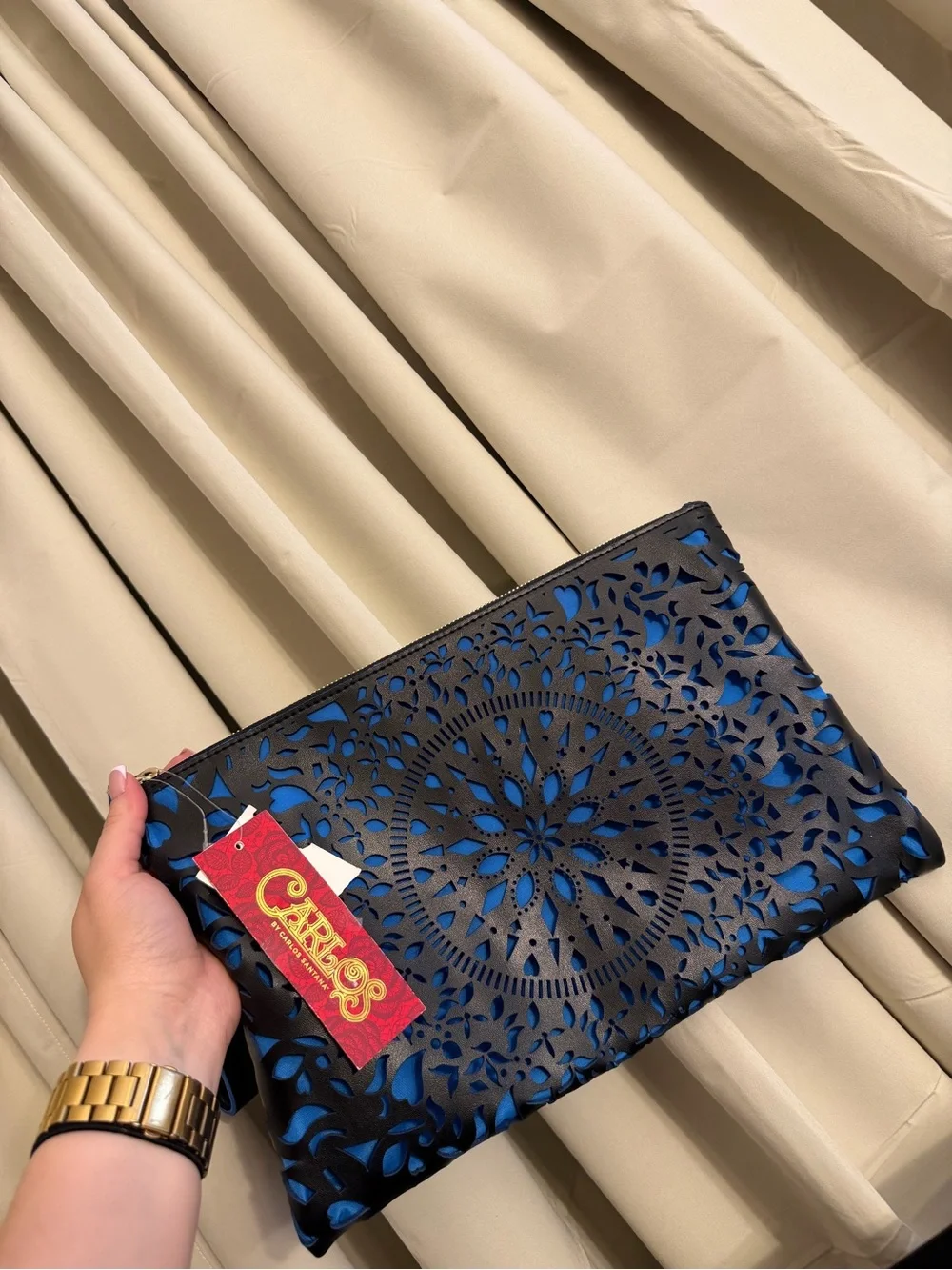 Carlos by Carlos Santana black leather clutch